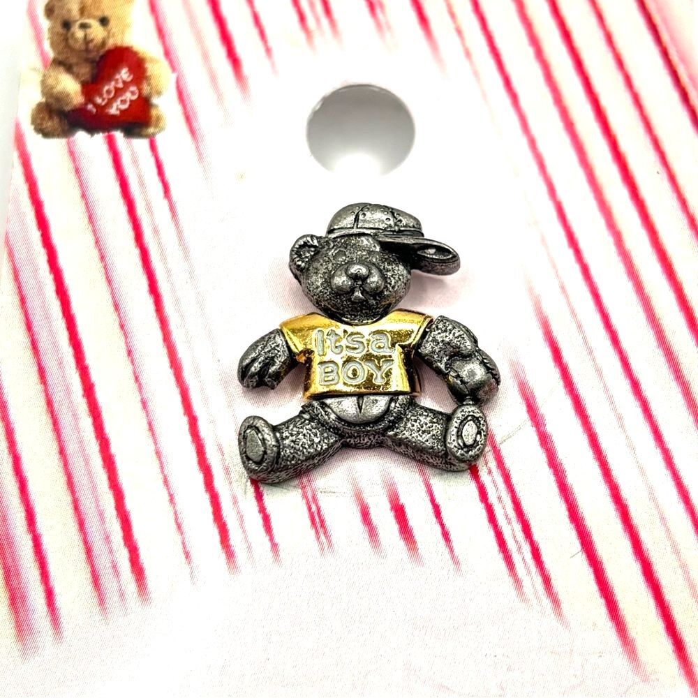 Bear Lapel Pin It's a Boy Teddy Bear Brooch Pin